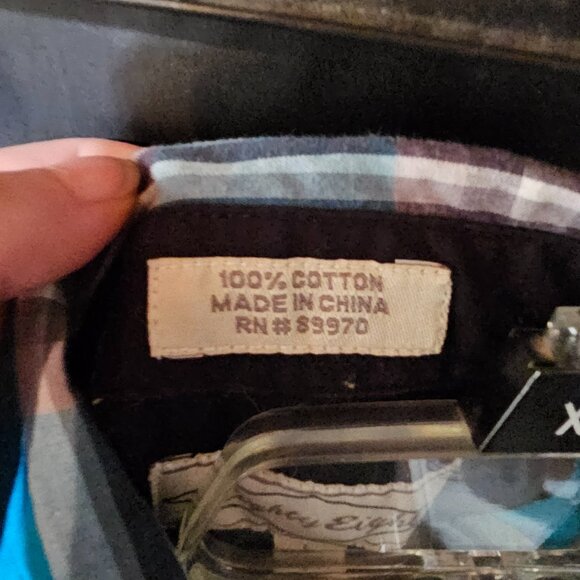 ❤️ GUC Men's Size Large Blue Plaid Eighty Eight Button Up Shirt - Picture 5 of 8